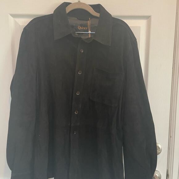 Copied - - Quince NEW 100% Suede Leather Overshirt Woman’s Size Medium Shacket - Picture 6 of 7